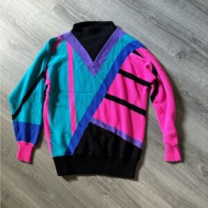 Vintage 90s Colorful Geometric Sweater